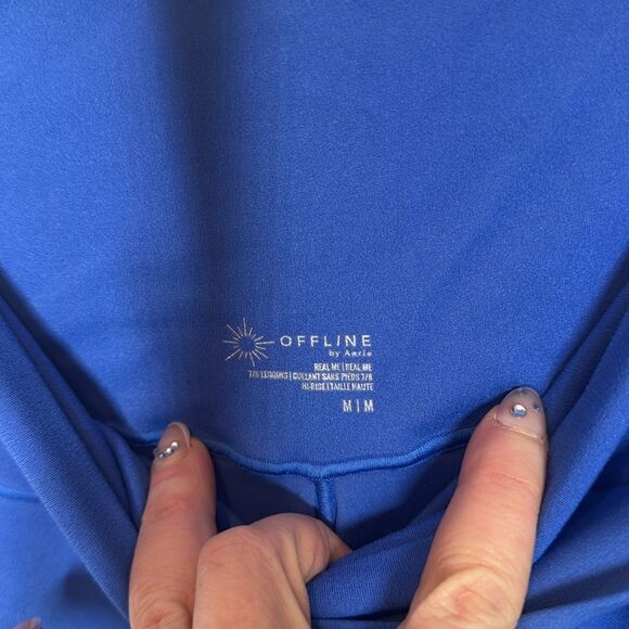 Aerie Offline Blue Women's Crossover Leggings. Size Medium. - Picture 4 of 6